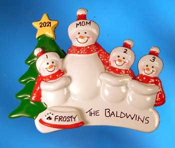 Single Snowman with 3 Children Personalized Ornament - Ornaments from ...